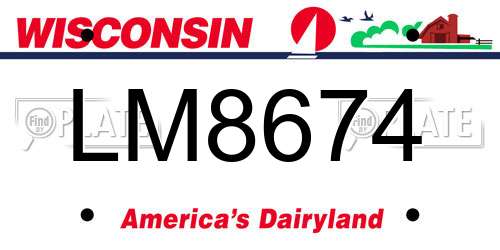 LM8674 Wisconsin License Plate