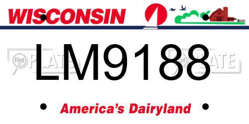 LM9188 Wisconsin License Plate