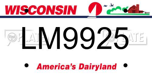 LM9925 Wisconsin License Plate