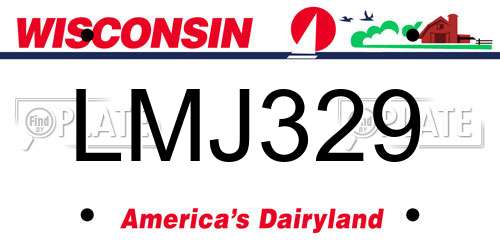 LMJ329 Wisconsin License Plate