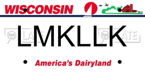 LMKLLK Wisconsin License Plate