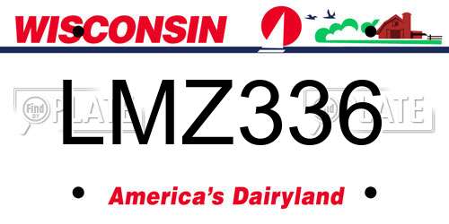 LMZ336 Wisconsin License Plate