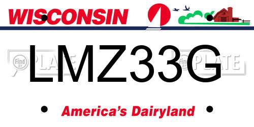 LMZ33G Wisconsin License Plate