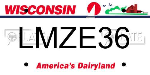 LMZE36 Wisconsin License Plate