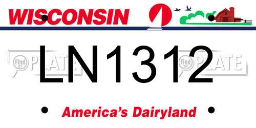 LN1312 Wisconsin License Plate