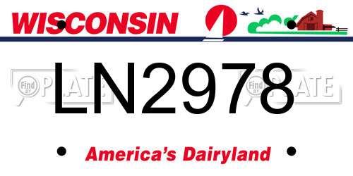 LN2978 Wisconsin License Plate