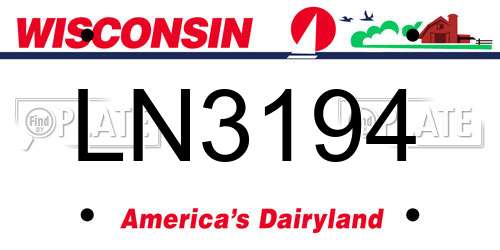 LN3194 Wisconsin License Plate