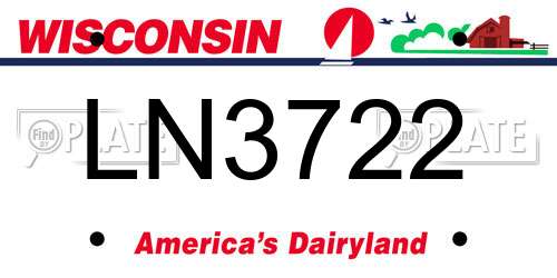 LN3722 Wisconsin License Plate
