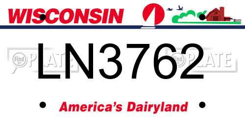 LN3762 Wisconsin License Plate