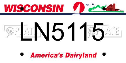 LN5115 Wisconsin License Plate