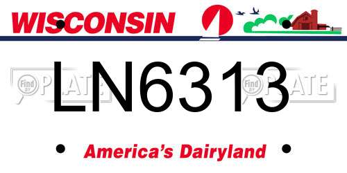 LN6313 Wisconsin License Plate