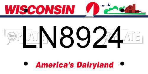 LN8924 Wisconsin License Plate