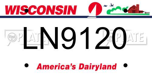LN9120 Wisconsin License Plate