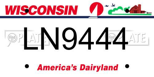 LN9444 Wisconsin License Plate