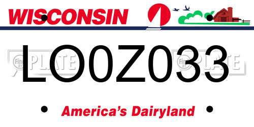 LO0Z033 Wisconsin License Plate