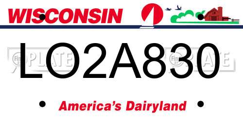 LO2A830 Wisconsin License Plate