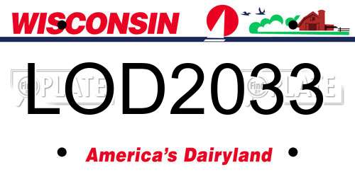 LOD2033 Wisconsin License Plate