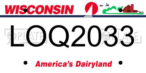 LOQ2033 Wisconsin License Plate