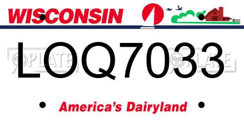 LOQ7033 Wisconsin License Plate