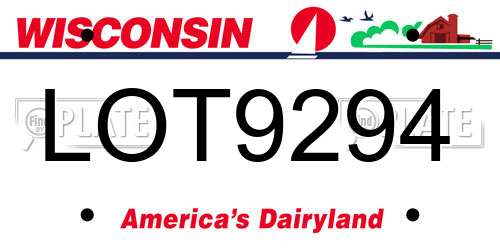 LOT9294 Wisconsin License Plate