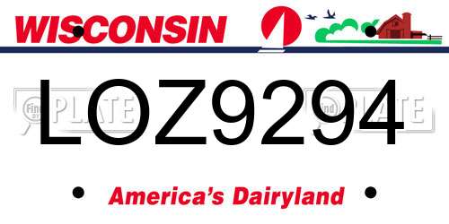 LOZ9294 Wisconsin License Plate