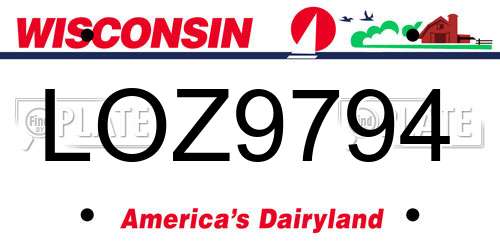 LOZ9794 Wisconsin License Plate