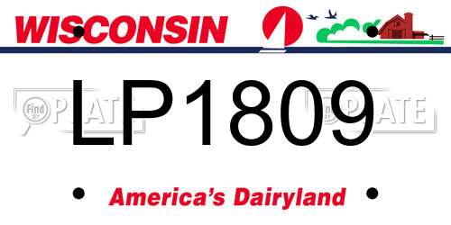 LP1809 Wisconsin License Plate