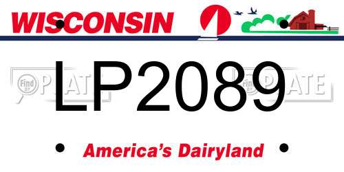 LP2089 Wisconsin License Plate
