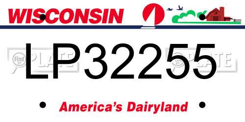 LP32255 Wisconsin License Plate