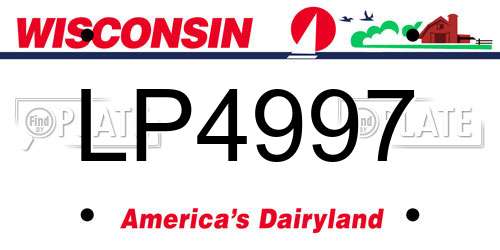 LP4997 Wisconsin License Plate