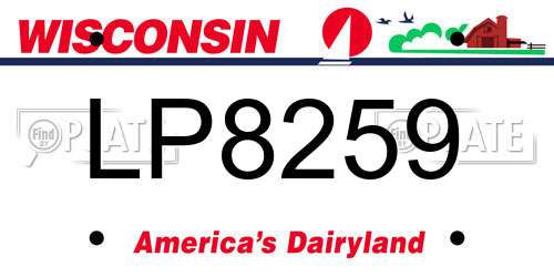 LP8259 Wisconsin License Plate