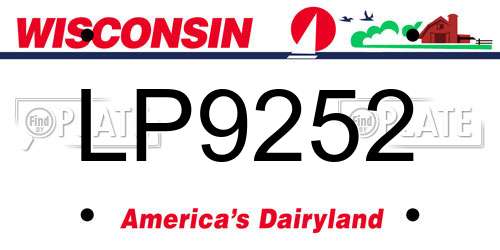 LP9252 Wisconsin License Plate