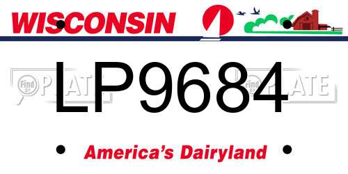 LP9684 Wisconsin License Plate
