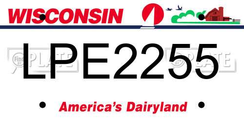 LPE2255 Wisconsin License Plate