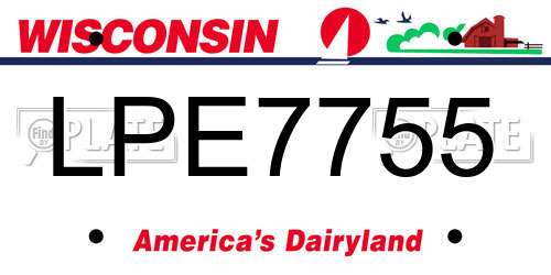 LPE7755 Wisconsin License Plate