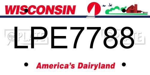 LPE7788 Wisconsin License Plate