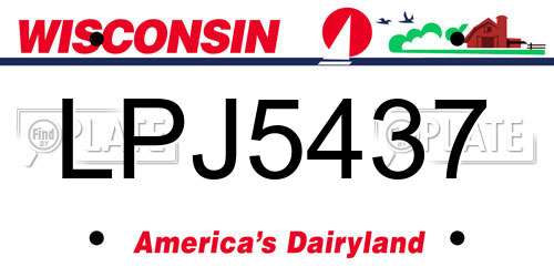 LPJ5437 Wisconsin License Plate