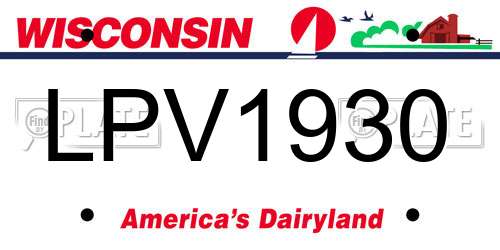 LPV1930 Wisconsin License Plate