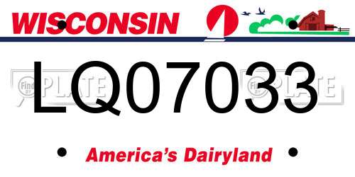 LQ07033 Wisconsin License Plate