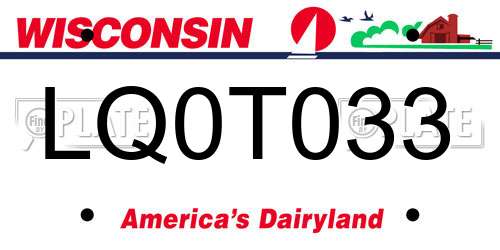 LQ0T033 Wisconsin License Plate