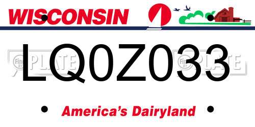 LQ0Z033 Wisconsin License Plate