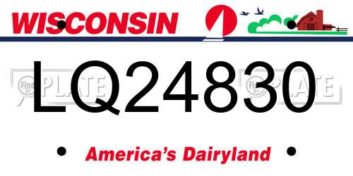 LQ24830 Wisconsin License Plate