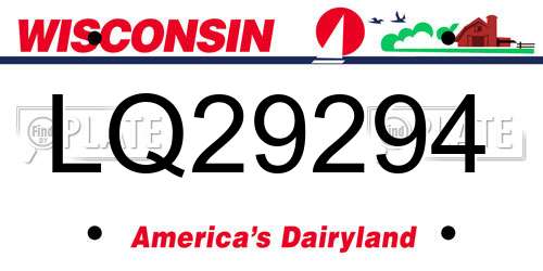 LQ29294 Wisconsin License Plate