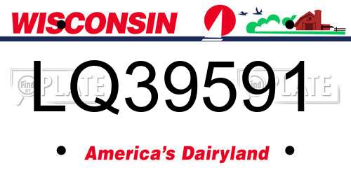 LQ39591 Wisconsin License Plate