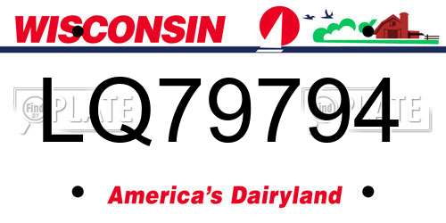 LQ79794 Wisconsin License Plate