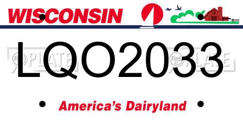 LQO2033 Wisconsin License Plate