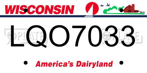 LQO7033 Wisconsin License Plate