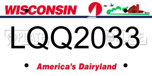 LQQ2033 Wisconsin License Plate