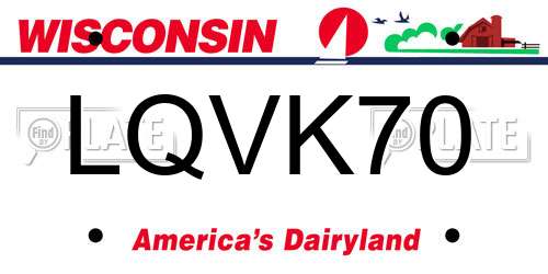 LQVK70 Wisconsin License Plate