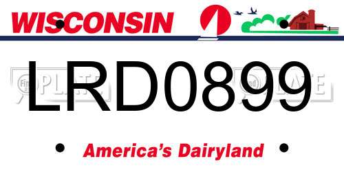 LRD0899 Wisconsin License Plate